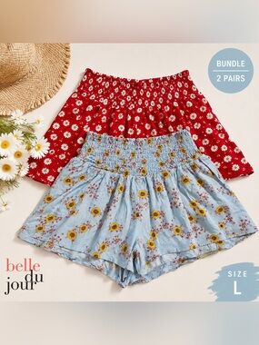 Belle du Jour Floral Shorts Bundle Size L Cottagecore Boho Summer 🌼